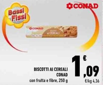Conad BISCOTTI AI CEREALI CONAD con frutta e fibre, 250 g offerta