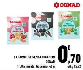 Conad LE GOMMOSE SENZA ZUCCHERI CONAD 46 g offerta