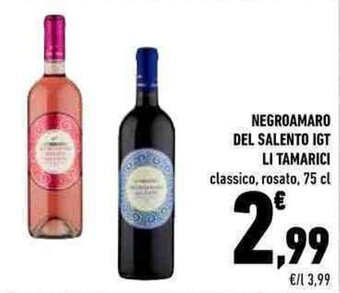 NEGROAMARO DEL SALENTO IGT LI TAMARICI classico, rosato, 75 cl