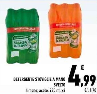 Conad DETERGENTE STOVIGLIE A MANO SVELTO limone, aceto, 980 ml x3 offerta