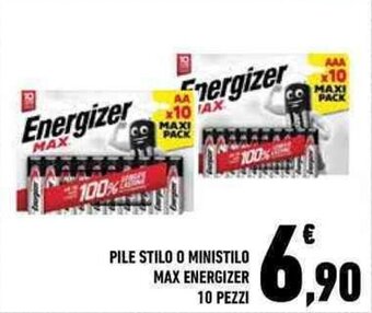 Conad PILE STILO O MINISTILO MAX ENERGIZER 10 PEZZI offerta