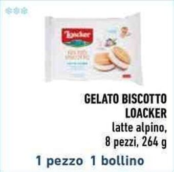 Conad GELATO BISCOTTO LOACKER latte alpino, 8 pezzi, 264 g offerta