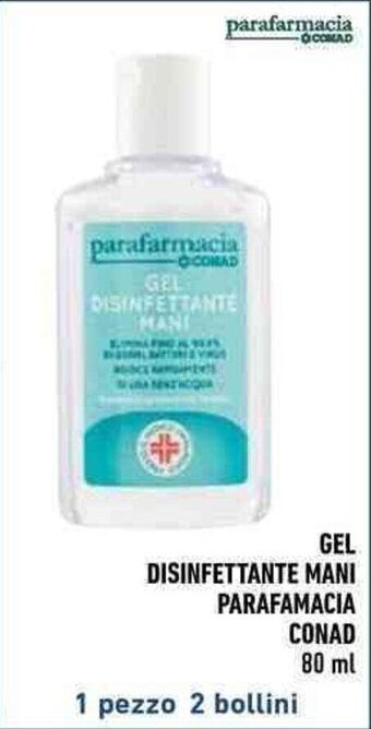 Conad GEL DISINFETTANTE MANI PARAFAMACIA CONAD 80 ml offerta