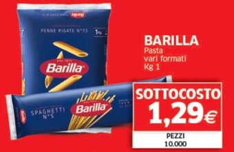 Mercati Alimentari BARILLA Pasta vari formati Kg 1 offerta