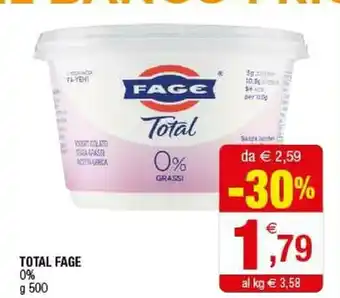 Iperal Fage Yogurt Bianco Total 0% Grassi offerta