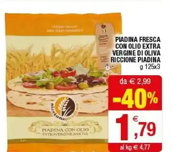 Iperal Riccione piadina Piadine Fresche Con Olio Extravergine D'Oliva 375 G(ml) offerta