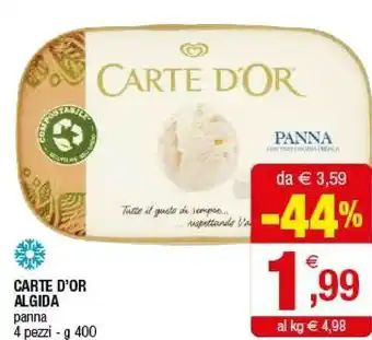 Iperal Algida Carte D'Or Panna 400 G(ml) offerta
