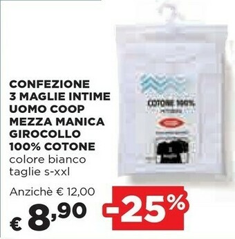 Coop Coop Girocollo 100& Cotone Confezione 3 Maglie Intime Uomo Mezza Manica offerta