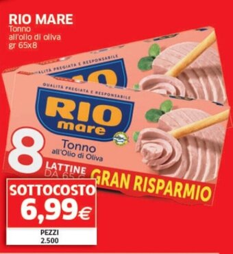 Mercati Alimentari RIO MARE Tonno all'olio di oliva gr 65x8 offerta