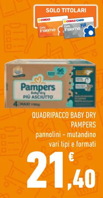 Conad QUADRIPACCO BABY DRY PAMPERS offerta