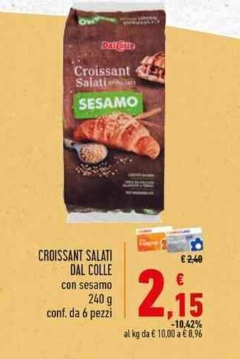Conad CROISSANT SALATI DAL COLLE con sesamo 240 g conf. da 6 pezzi offerta