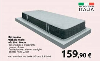 Materasso Michelangelo mis 80x190 cm