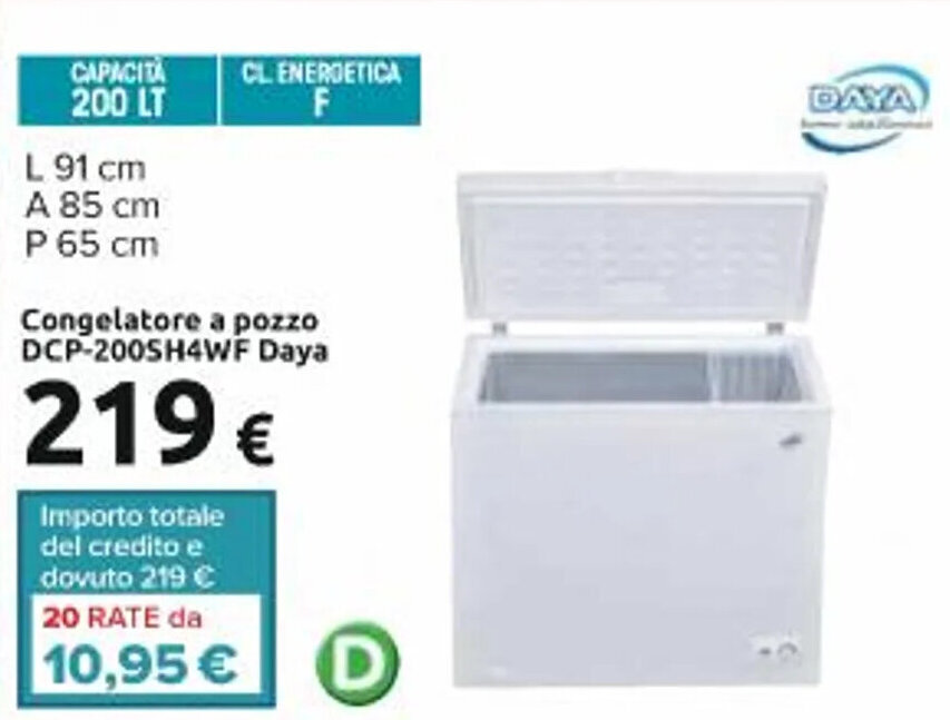 Congelatore a pozzo DCP200SH4WF Daya offerta di Carrefour Iper