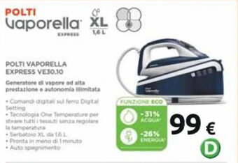 Carrefour Iper POLTI VAPORELLA EXPRESS VE30.10 offerta