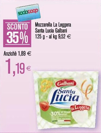 Coop Mozzarella La Leggera Santa Lucia Galbani 125 g offerta