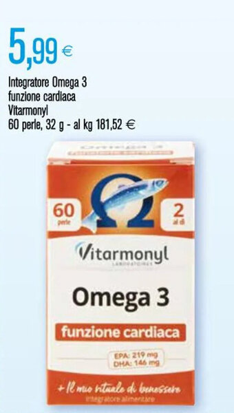 Coop Integratore Omega 3 funzione cardiaca Vitarmonyl 60 perle, 32 g offerta