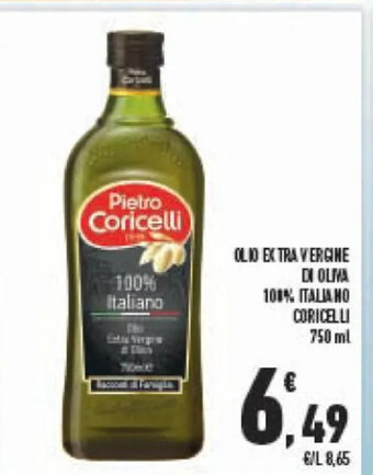 Conad OLIO EXTRA VERGINE DI OLIVA 100% ITALIANO CORICELLI 750 ml offerta