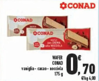 Conad WAFER CONAD vaniglia-cacao-nocciola 175 g offerta