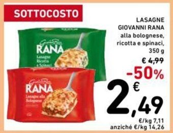 Conad LASAGNE GIOVANNI RANA 350 g offerta