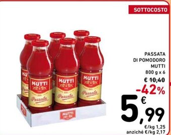 Conad PASSATA DI POMODORO MUTTI 800 g x 6 offerta