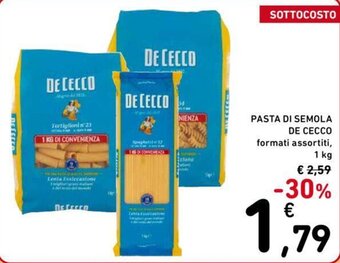 Conad PASTA DI SEMOLA DE CECCO 1 kg offerta