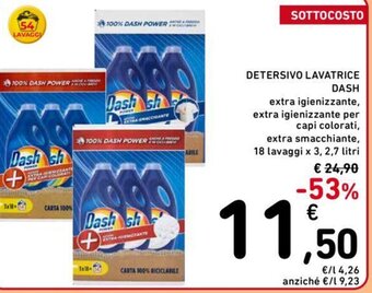 Conad DETERSIVO LAVATRICE Dash 18 lavaggi x 3, 2,7 litri offerta