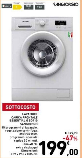 Conad LAVATRICE CARICA FRONTALE ESSENTIAL G SG710 SANGIORGIO L59 x P55 x H85 cm offerta