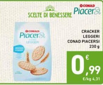 Conad CRACKER LEGGERI CONAD PIACERSI 230 g offerta