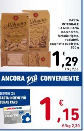 Conad PASTA INTEGRALE LA MOLISANA 500 g offerta