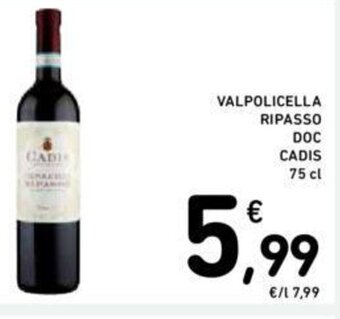 Conad VALPOLICELLA RIPASSO DOC CADIS 75 cl offerta