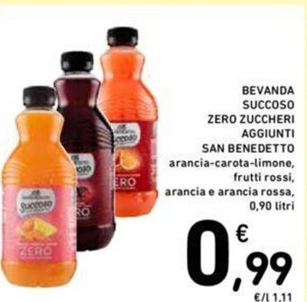 Conad BEVANDA SUCCOSO ZERO ZUCCHERI AGGIUNTI SAN BENEDETTO 0,90 Litri offerta