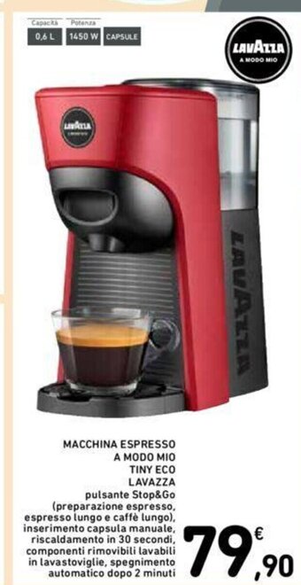 Conad MACCHINA ESPRESSO A MODO MIO TINY ECO LAVAZZA offerta