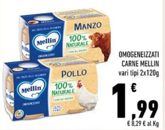 Conad OMOGENEIZZATI CARNE MELLIN vari tipi 2x120g offerta