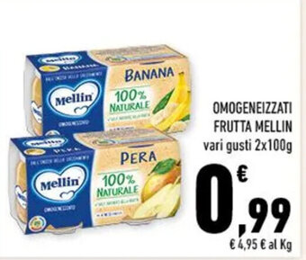 Conad OMOGENEIZZATI FRUTTA MELLIN vari gusti 2x100g offerta