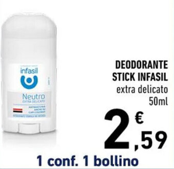 Conad DEODORANTE STICK INFASIL extra delicato 50 ml offerta