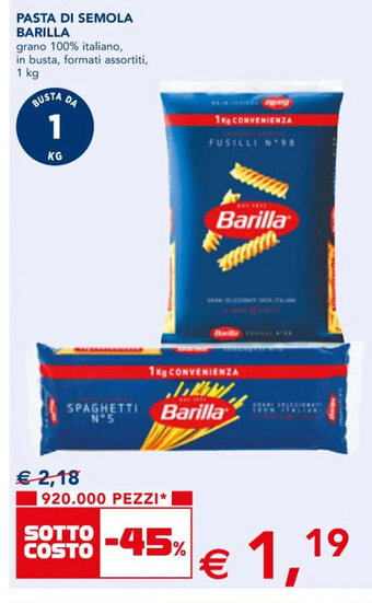 Esselunga PASTA DI SEMOLA BARILLA 1 kg offerta
