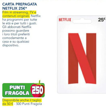 Esselunga CARTA PREPAGATA NETFLIX offerta