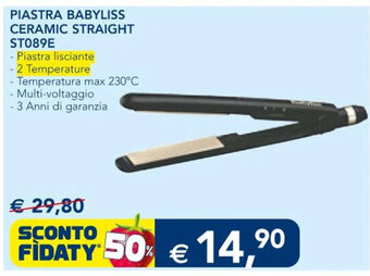 Esselunga PIASTRA BABYLISS CERAMIC STRAIGHT ST089E offerta