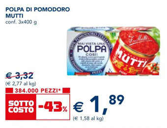 Esselunga POLPA DI POMODORO MUTTI conf. 3x400 g offerta