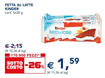Esselunga FETTA AL LATTE KINDER conf. 5x28 g offerta