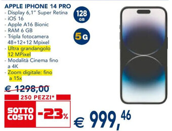 Esselunga APPLE IPHONE 14 PRO offerta