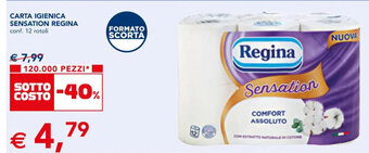Esselunga CARTA IGIENICA SENSATION REGINA conf. 12 rotoli offerta