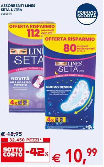 Esselunga ASSORBENTI LINES SETA ULTRA assortiti offerta