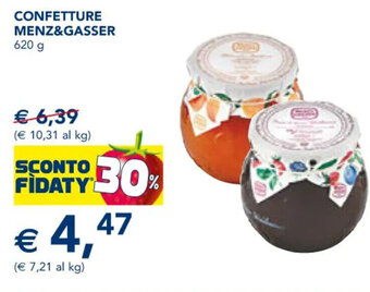 Esselunga CONFETTURE MENZ&GASSER 620 g offerta