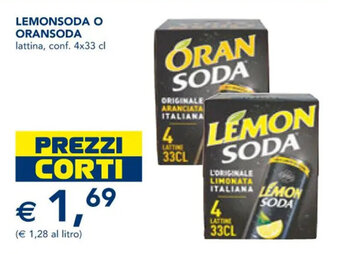 Esselunga LEMONSODA O ORANSODA lattina, conf. 4x33 cl offerta