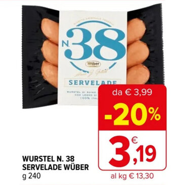 Iperal WURSTEL N. 38 SERVELADE WÜBER g 240 offerta