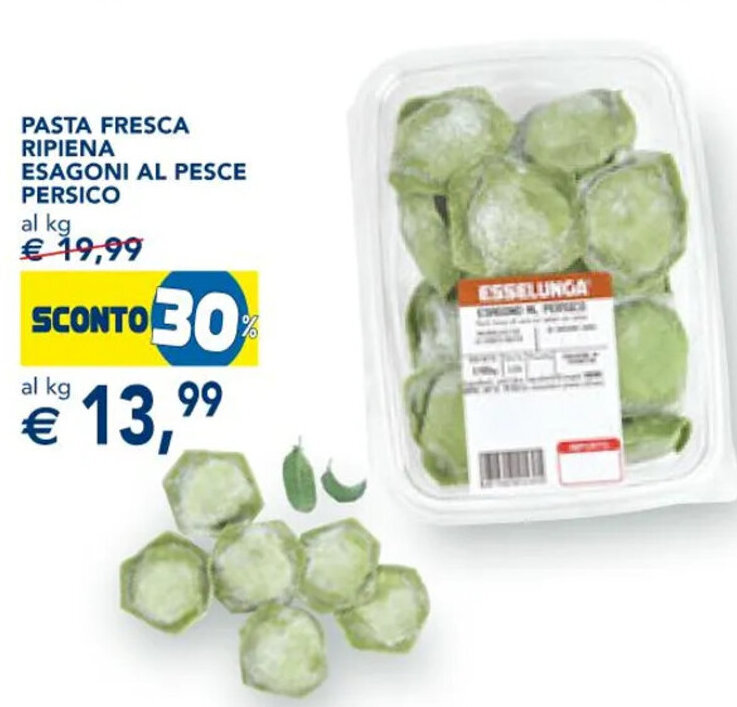 PASTA FRESCA RIPIENA ESAGONI AL PESCE PERSICO offerta di Esselunga