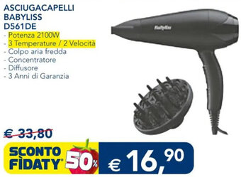 Esselunga ASCIUGACAPELLI BABYLISS D561 DE offerta
