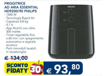 Esselunga FRIGGITRICE AD ARIA ESSENTIAL HD9200/90 PHILIPS offerta