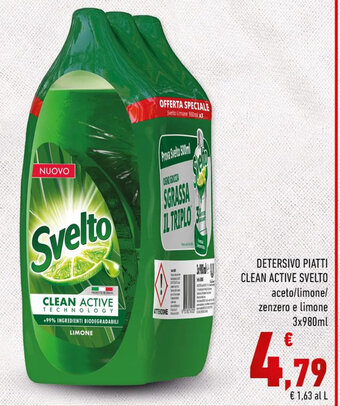 Conad Superstore DETERSIVO PIATTI CLEAN ACTIVE SVELTO 3x980ml offerta